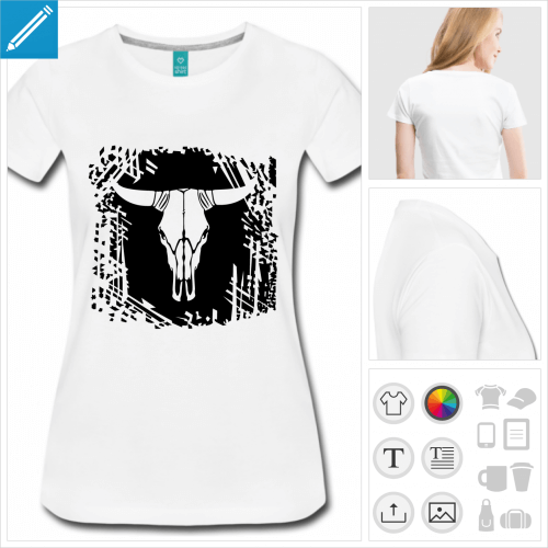 t-shirt manches courtes crne de vache  personnaliser, impression unique